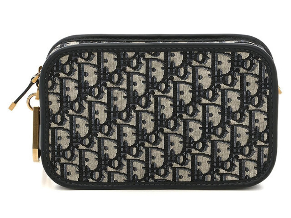 Christian Dior QUAKE Oblique Clutch Bag Navy Blue